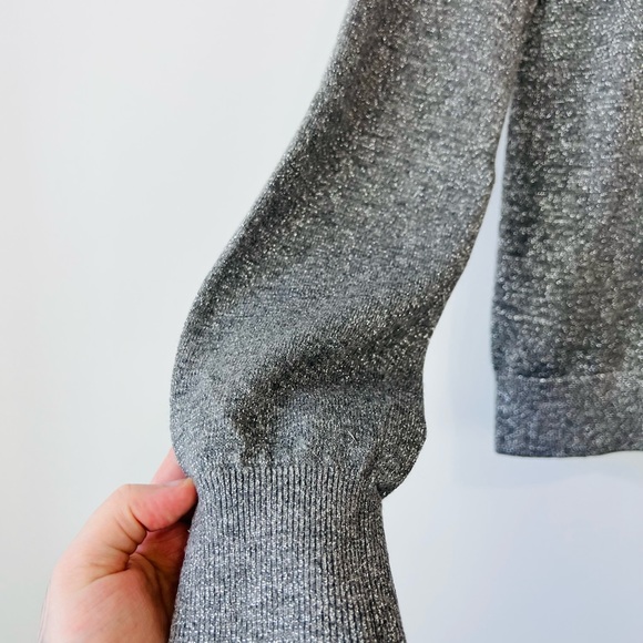 Joseph Silver Grey Glitter Sparkle Wool Blend Knit Long Sleeve Polo Shirt UK M - Picture 5 of 13